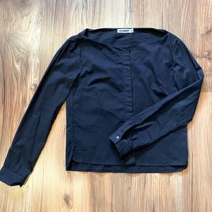 Jil Sander black bateau neck shirt/blouse